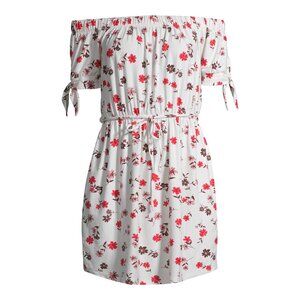 Off The Shoulder Tie Sleeve Floral Dress L